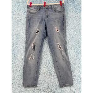 Ci Sono Womens Skinny Ripped Mid Rise Ankle Jeans Blue Distressed Size:16